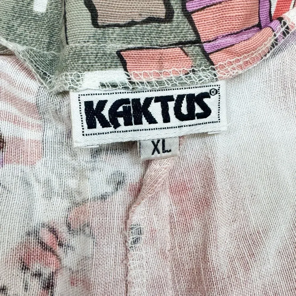 Women’s Skirt Vintage 80s 90s Kaktus XL Pink Boho Hippie Art To Wear Festival